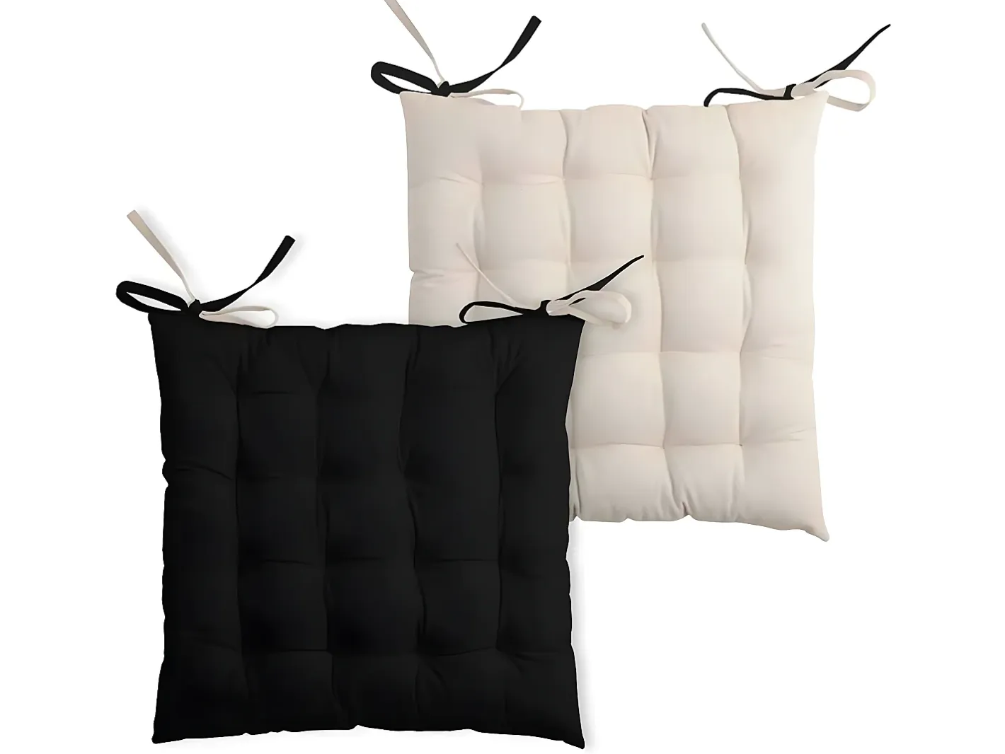 Online Almohadilla de silla bicolor con lazos 40 x 40 cm Negro
