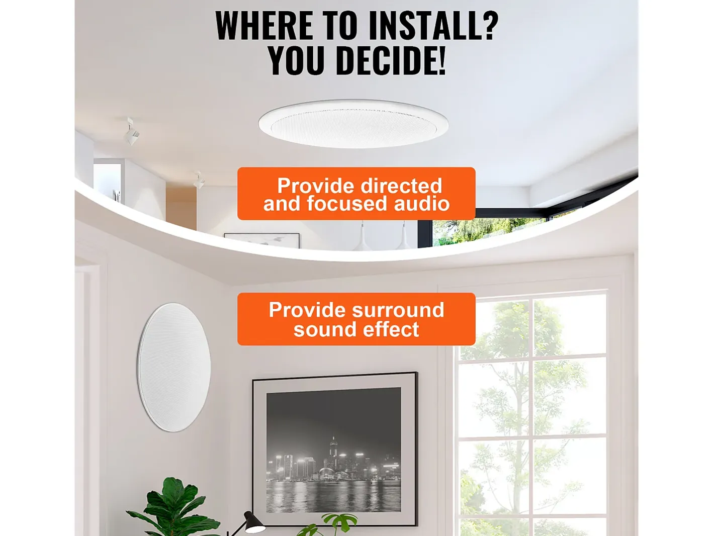 Altavoces de Techo SucceBuy Lote de 4 100 W 8 Pulgadas, Montaje Empotrado, Sistema de Altavoces Empotrados en Techo y Pared Blanco