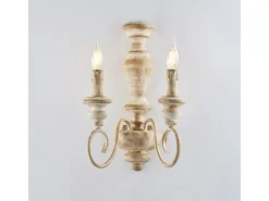 Aplique Para Pared-Aplique Cascina en madera y hierro y gris tórtola 2 luces .25 P.18 BL265-AP2-BT Blanco