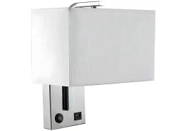 Sale AKUNADECOR Aplique Con Puerto Usb Modelo Agatha Con Pantalla Blanca Plateado