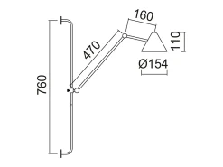 Aplique de pared ARM estilo moderno - Alt. 76 cm - LED COB 5W- 728lm y 3000k - Cable 2 metros - 330º y 180º grados, on&off - ip20- acero y Negro Clearance