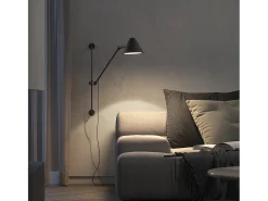 Aplique de pared ARM estilo moderno - Alt. 76 cm - LED COB 5W- 728lm y 3000k - Cable 2 metros - 330º y 180º grados, on&off - ip20- acero y Negro Clearance
