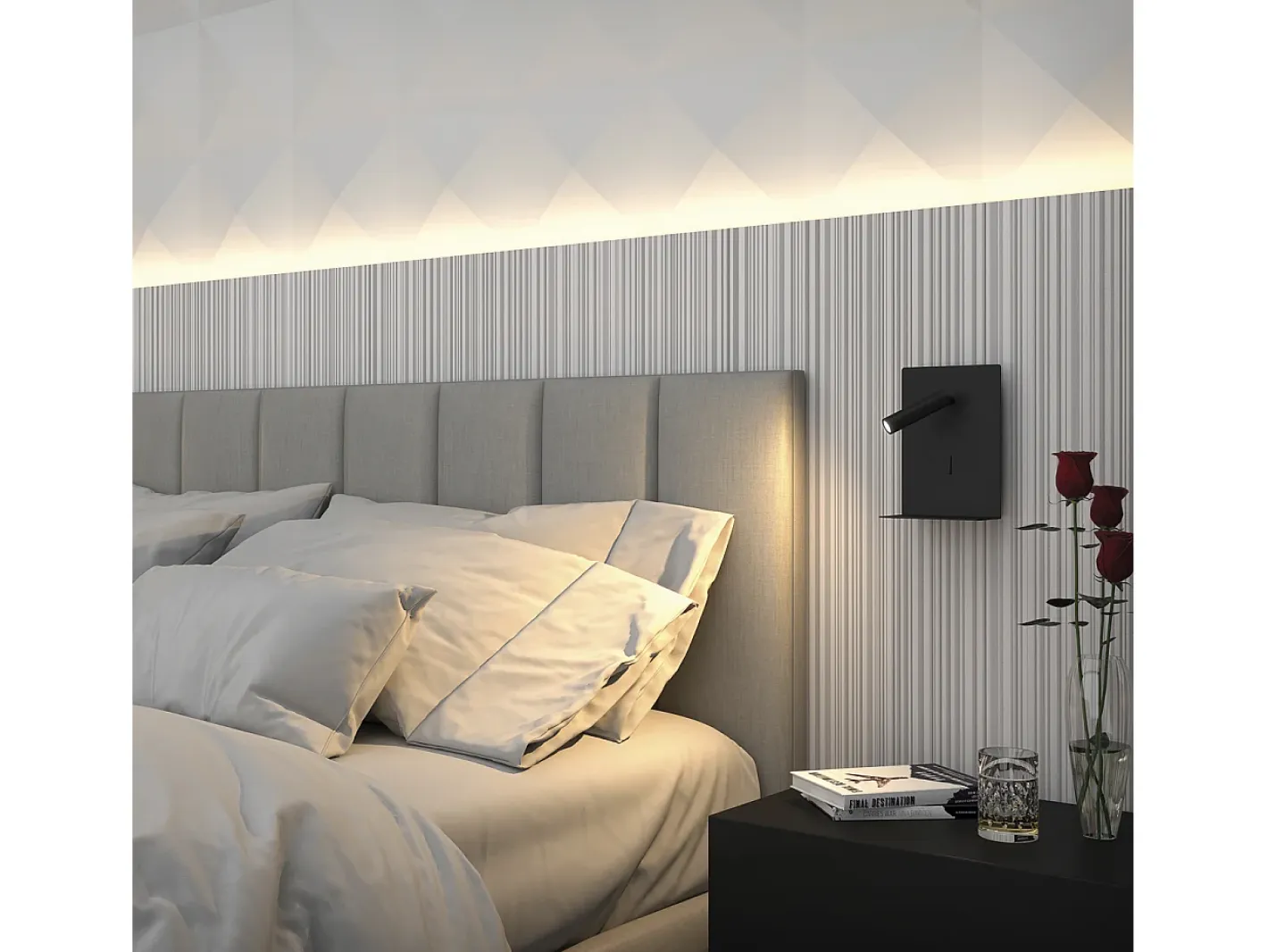 Aplique de pared BALTIC estilo moderno - LED SMD 3W - 251lm y 3K- USB - 350º - on&off - 30.000 horas - IP20 - acero y Negro Outlet