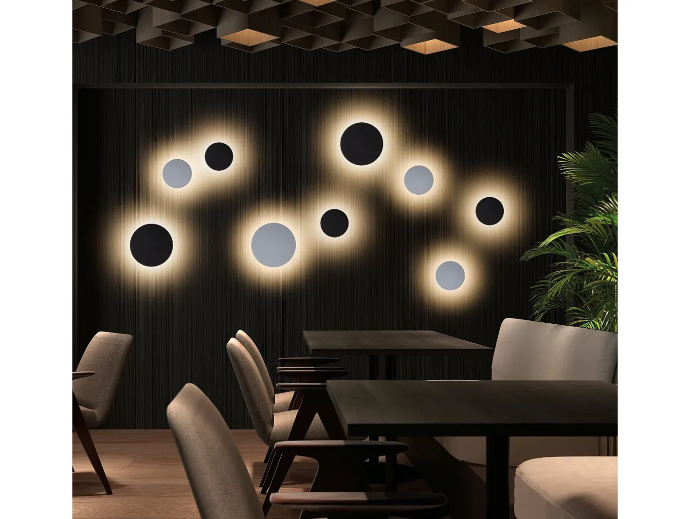 Aplique de pared CIRCULAR estilo moderno y versátil - D.ø20 cm - LED SMD 9W - 890lm y 3k - aluminio y Negro
