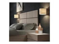 Outlet Aplique de pared COMPACT estilo moderno en madera - D. 20 cm - E27 40W - ø45 - ip20 - madera y algodón marrón Beige