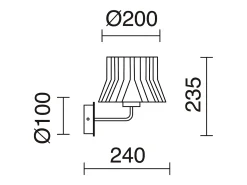Outlet Aplique de pared CORA estilo clásico - Alt. 23,5 cm - E27 40W - pantalla cinta plisada ø20 cm - acero y - IP20 Blanco