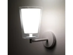 Aplique de pared de vidrio y metal Kansas Blanco New