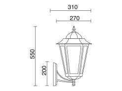 Clearance Aplique de pared ELITE 6 estilo clásico - Alt. 55 cm x Anchura 34 cm - E27 42W - Cristal transparente - IP44 - aluminio y blanco Negro