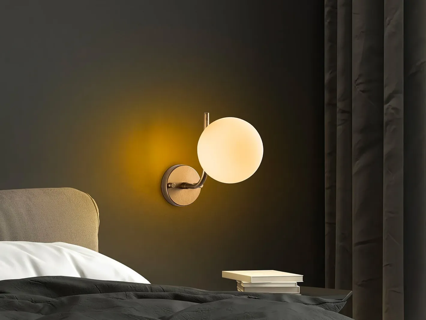 OZAIA Aplique de pared en metal con globo - D. 15 cm - ORBEA Dorado Outlet
