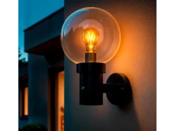 Ledkia Aplique de Pared Exterior Acero Inoxidable con Sensor Crepuscular Optic Negro