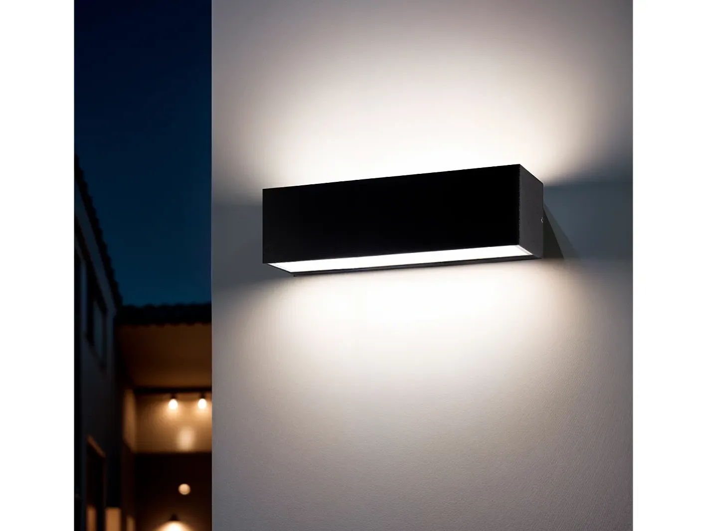 Ledkia Iluminación Exterior-Aplique de Pared Exterior LED 10W Iluminación Doble Cara Rectangular Lena 4000K Blanco Neutro Negro
