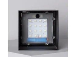 Ledkia Aplique de Pared Exterior Solar LED 2W con Detector de Movimiento Radar Eros 6000K Blanco Frío Negro Best