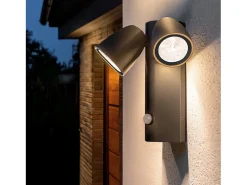 Discount Ledkia Aplique de Pared Exterior LED 12W Aluminio con Sensor de Movimiento PIR Abel Dos Focos Oscuro Gris
