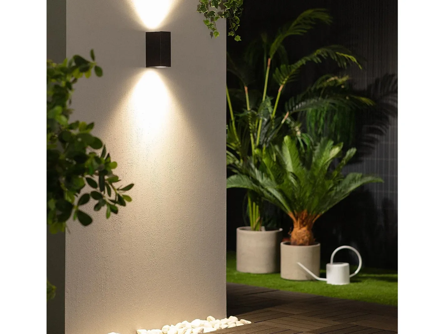 Ledkia Aplique de Pared Exterior Iluminación Doble Cara Miseno Negro Hot