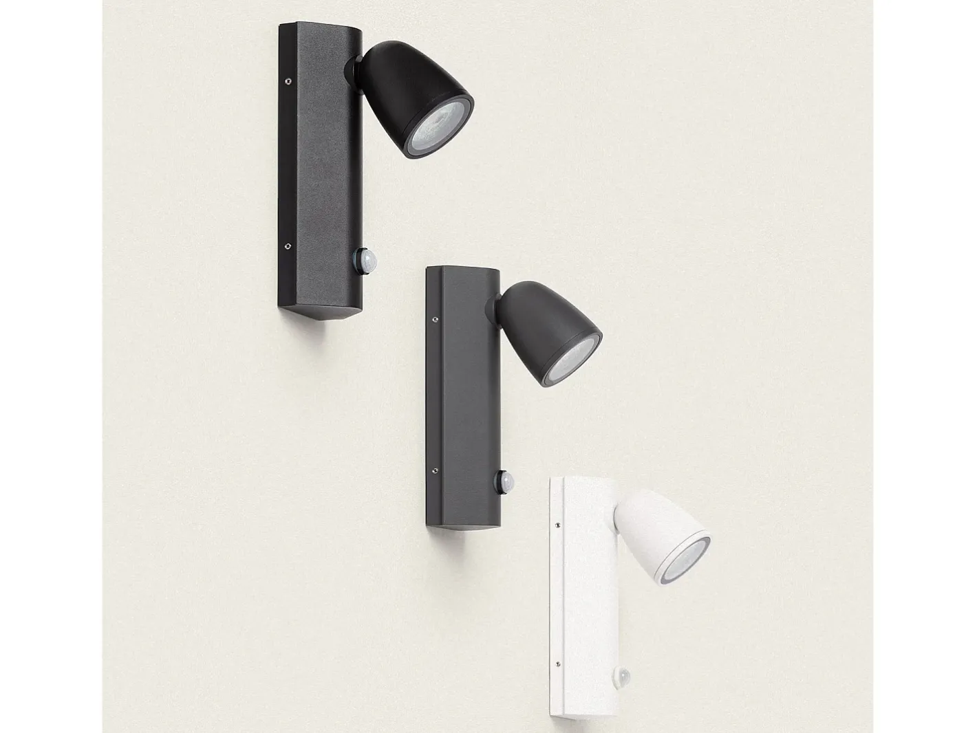 New Ledkia Aplique de Pared Exterior Aluminio con Detector de Movimiento Abel Oscuro Gris