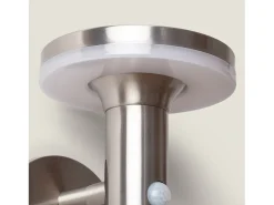 Ledkia Iluminación Exterior-Aplique de Pared Exterior Solar LED Helios Inox con Detector de Movimiento PIR 4000K Blanco Neutro Plateado