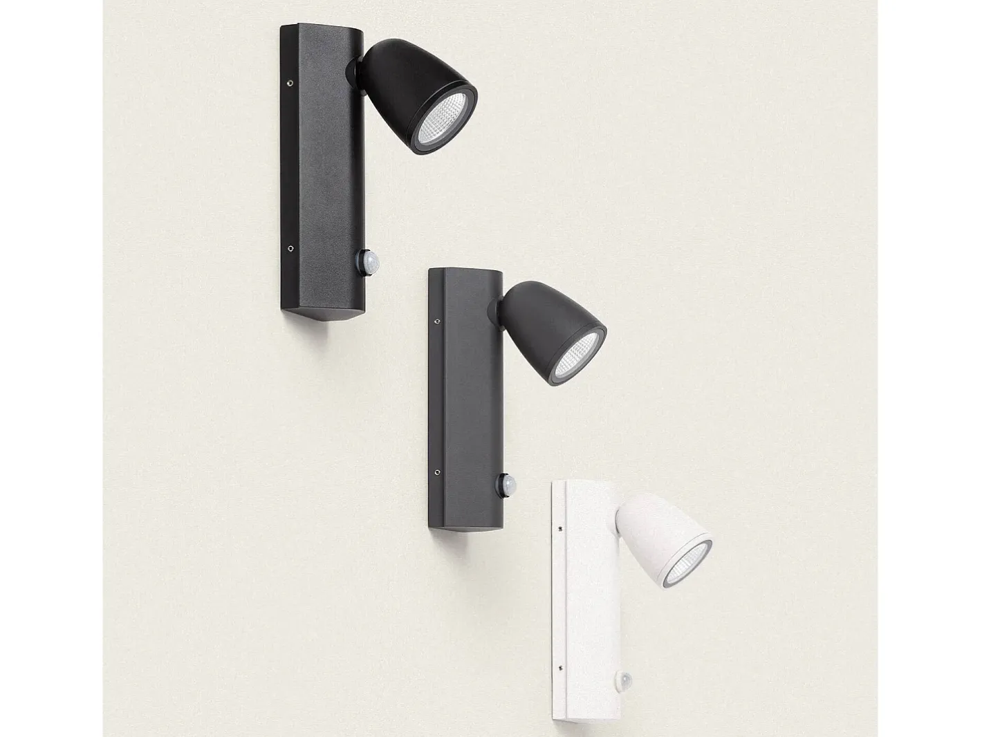 New Ledkia Aplique de Pared Exterior LED 6W Aluminio con Detector de Movimiento Abel Blanco
