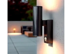 New Ledkia Aplique de Pared Exterior Acero Inoxidable con Sensor PIR Pimlico Antracita Transparente
