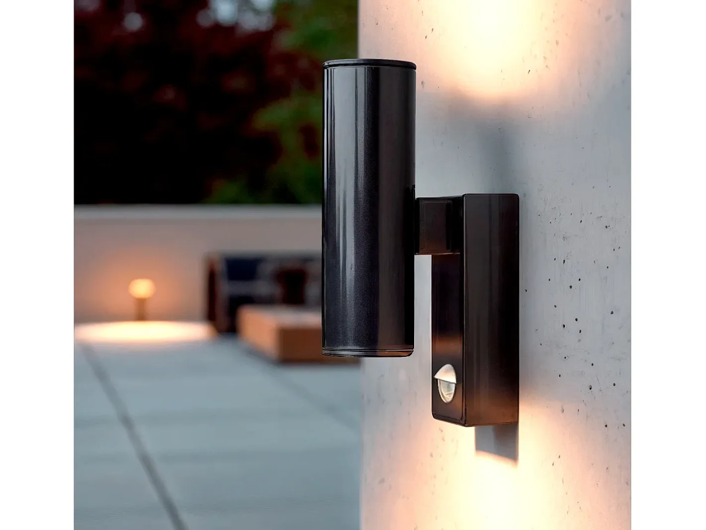 New Ledkia Aplique de Pared Exterior Acero Inoxidable con Sensor PIR Pimlico Antracita Transparente