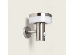 Ledkia Iluminación Exterior-Aplique de Pared Exterior Solar LED 1,5W Acero Inoxidable con Sensor de Movimiento Ashier Plateado