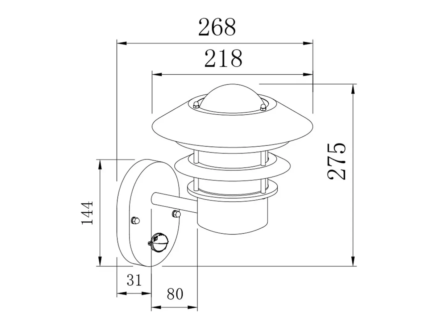 Ledkia Aplique Para Pared-Aplique de Pared Exterior de Acero Galvanizado Stage con sensor PIR Plateado