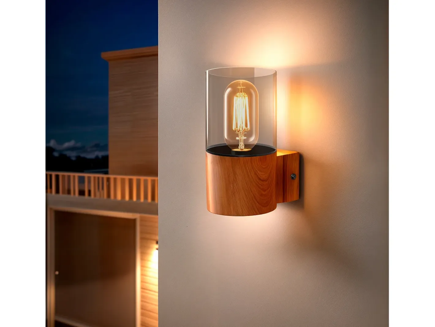 Ledkia Iluminación Exterior-Aplique de Pared Exterior Acero Inoxidable Emley Marrón claro Marru00f3n