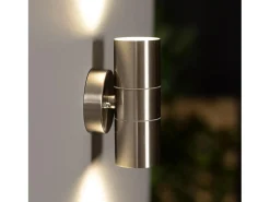 Ledkia Aplique de Pared Exterior Acero Inoxidable Iluminación Doble Cara Satin Plateado Discount