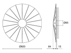 Aplique Para Pared-Aplique de pared EYE estilo moderno - D. ø82 cm - interior- LED SMD- 14W- small- 3000K- y madera oscura Negro