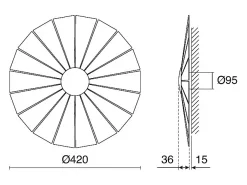 Aplique de pared EYE estilo moderno - D. ø82 cm- interior- LED SMD- 14W- small- 3000K- y madera natural Negro