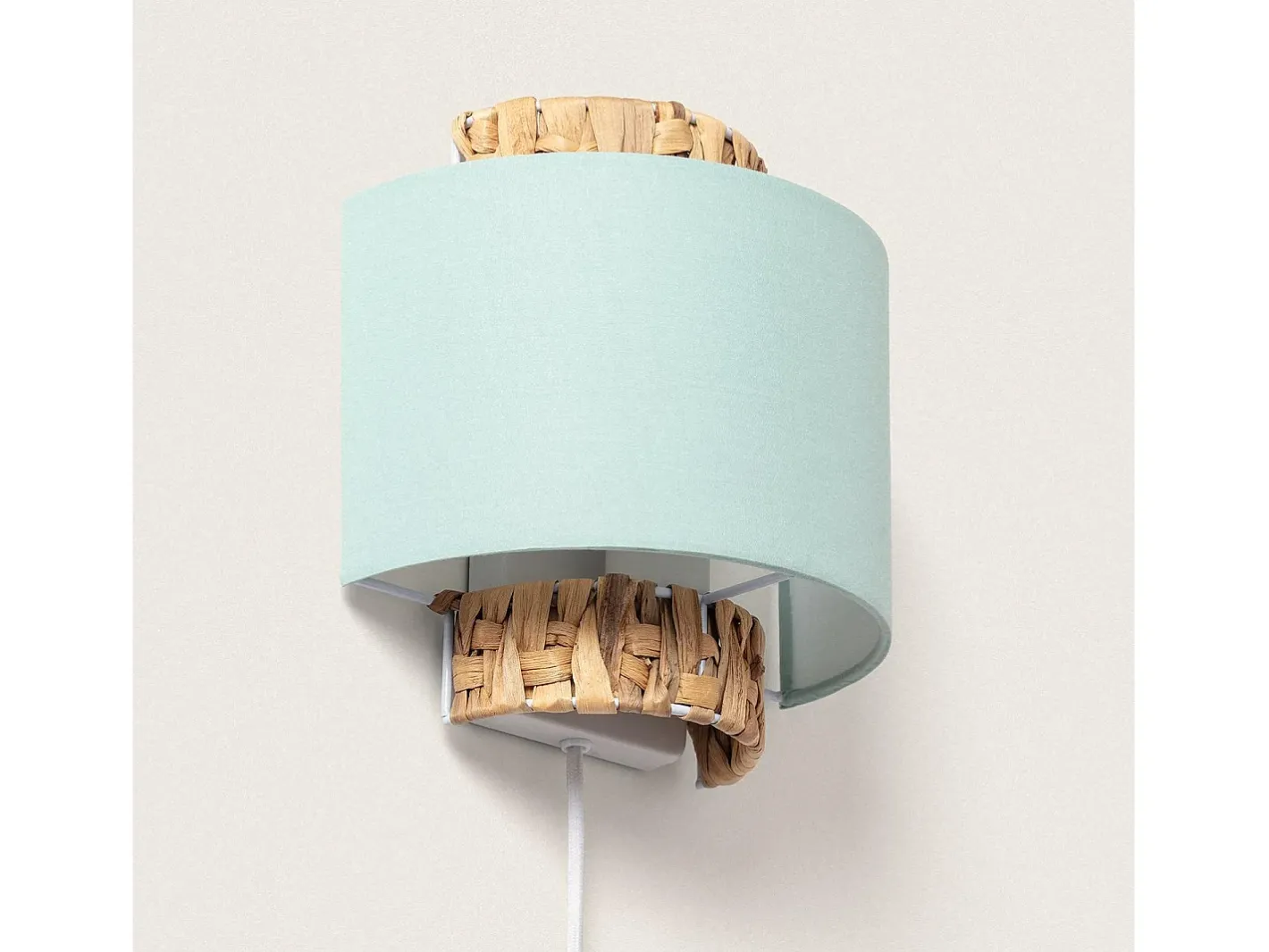 Ledkia Aplique Para Pared-Aplique de Pared Fibras Naturales Orleans Celadón Verde