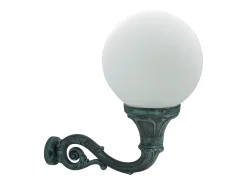 Aplique de pared INDURA GLOBO estilo clásico - Alt. 64 cm x anchura 65 cm - E27 70W - esfera opal - resina - IP55 - Negro