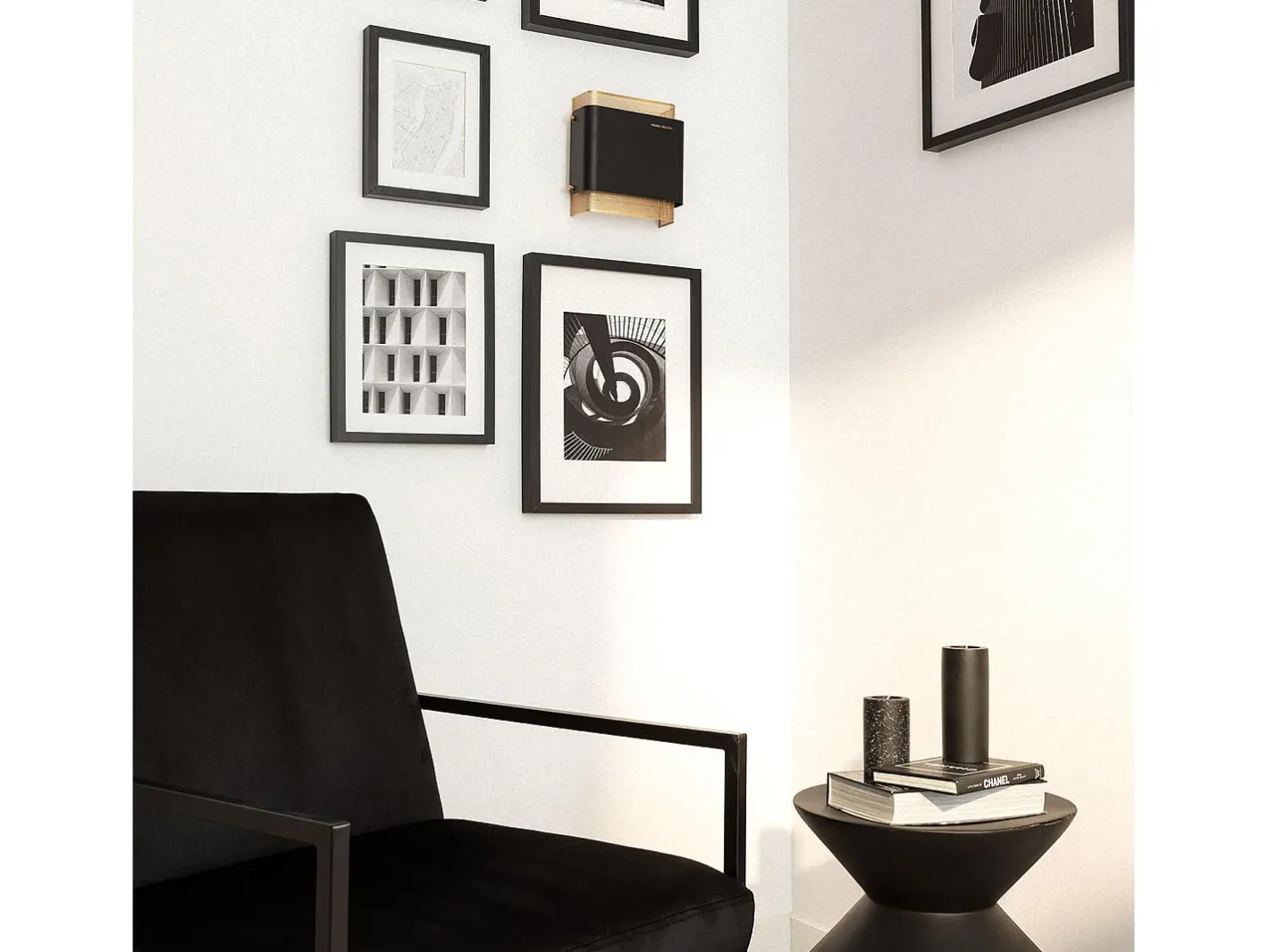 Ledkia Aplique de Pared LED 6W Metal Duchamp Negro Multicolor New
