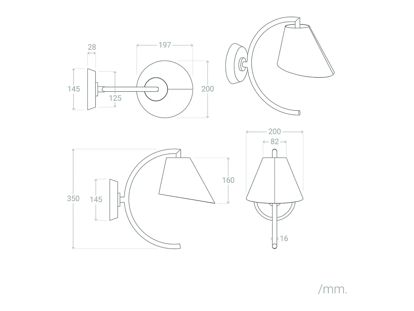 New Ledkia Aplique de Pared Metal Edern Dorado