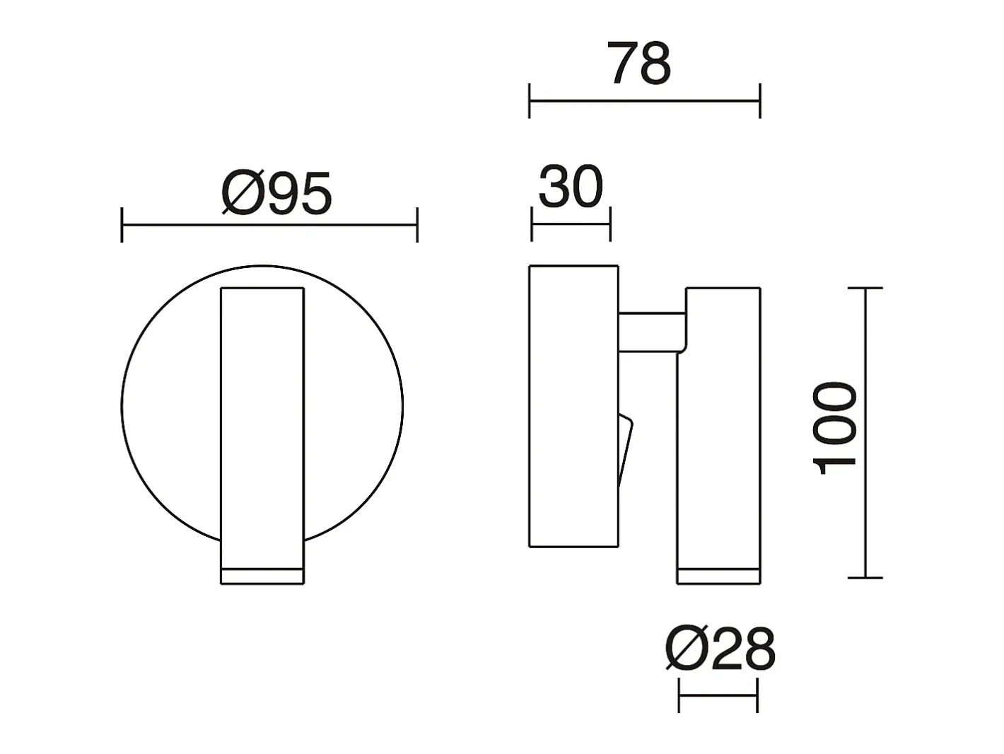 Outlet Aplique de pared MINIMAL estilo moderno y versátil - D. 9,5 cm - LED SMD 3W - 200lm y 3K - on&off - 300º y 90º grados - acero y Negro