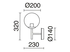 Aplique de pared OXY estilo clásico y atemporal - D. 20 cm x Alt. 32 cm - esfera transparente ø20 - interior -E27 40W - IP40 - acero y cromado Gris Outlet