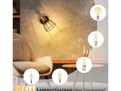 Outlet NETTLIFE Aplique de pared para interior , estilo vintage, , foco de pared de una bombilla, lámpara de pasillo, casquillo E14 (bombilla no incluida) Negro