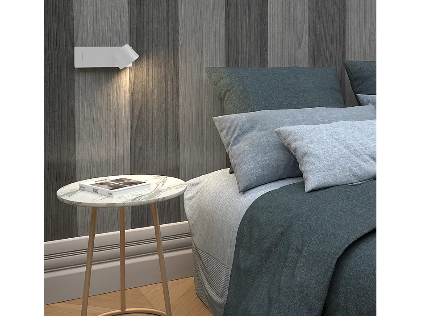 New Aplique de pared SERENE estilo moderno - LED SMD 6W - 732lm Y 3K - IP20 - 350º - on&off y USB - doble posición-acero y Blanco