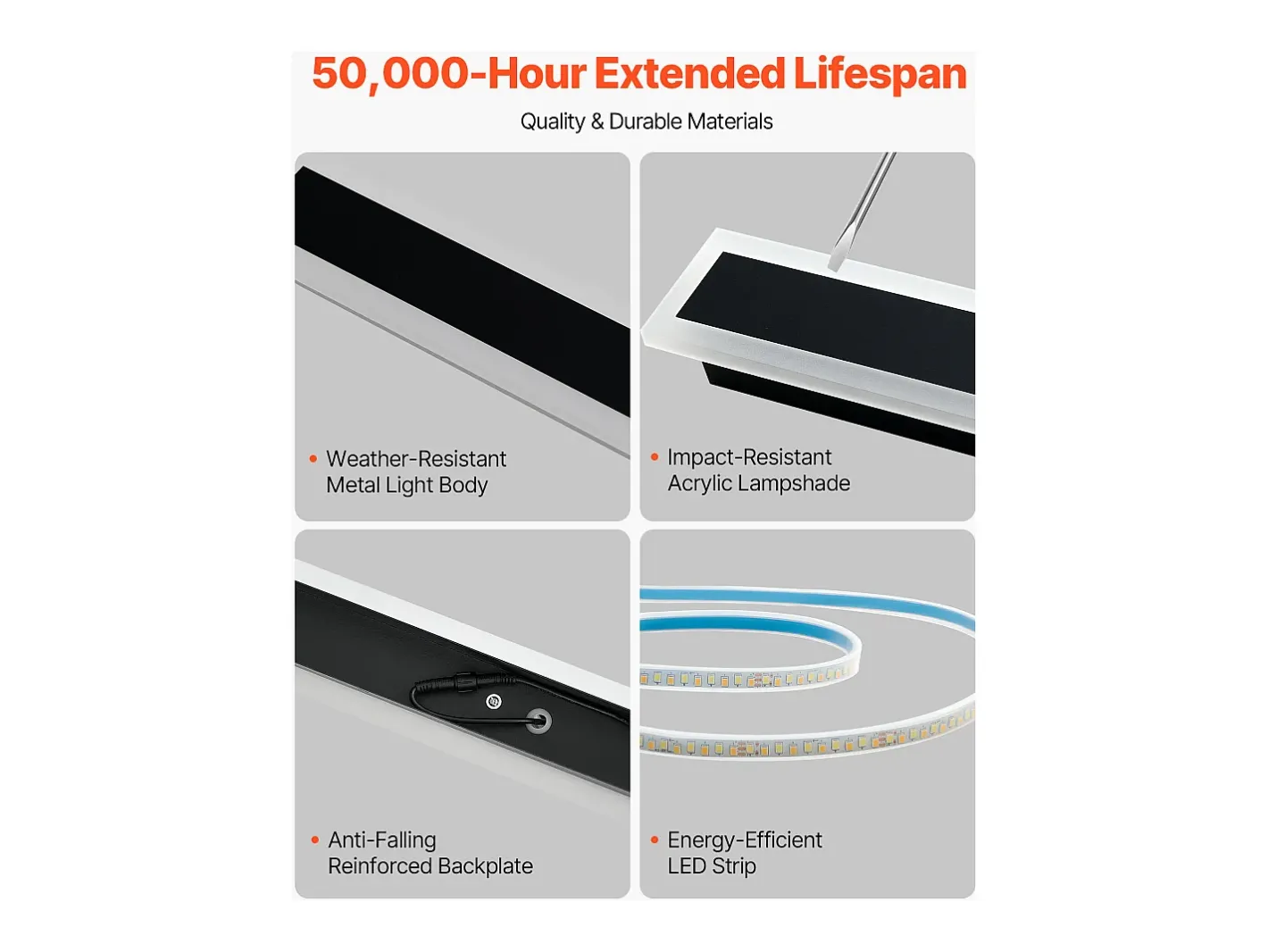 Iluminación Exterior-Aplique de Pared SucceBuy de Exterior, 6 W, Iluminación Exterior de Pared, Banda Luminosa Larga Moderna LED, 60 cm, Blanco Cálido 3000 K, Estanqueidad IP65 Negro