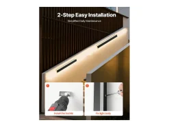 Iluminación Exterior-Aplique de Pared SucceBuy de Exterior, 6 W, Iluminación Exterior de Pared, Banda Luminosa Larga Moderna LED, 60 cm, Blanco Cálido 3000 K, Estanqueidad IP65 Negro
