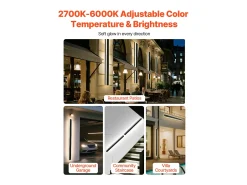 Aplique de Pared SucceBuy Exterior, 27 W, Iluminación Exterior de Pared, Lote de 2, Apliques de Pared Modernos LED 1,5 m, Ajustable 2700 K-6000 K, Estanco IP65 Negro Clearance
