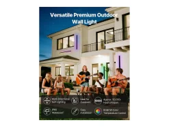 Aplique de Pared SucceBuy Exterior, 10 W, Iluminación Exterior de Pared, Lote de 2, Apliques de Pared Modernos RGB 1 m, Ajustable 2700 K-6000 K, Estanco IP65 Negro