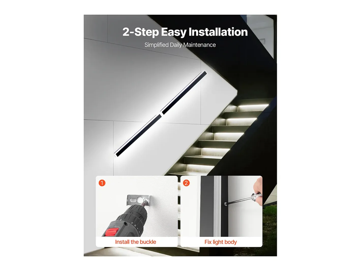 Aplique de Pared SucceBuy Exterior, 10 W, Iluminación Exterior de Pared, Lote de 2, Apliques de Pared Modernos RGB 1 m, Ajustable 2700 K-6000 K, Estanco IP65 Negro