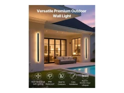 Best Aplique de Pared SucceBuy de Exterior, 10 W, Iluminación Exterior de Pared, Lote de 2, Apliques de Pared Modernos LED, 1 m, Blanco Cálido 3000 K, Estanco IP65 Negro