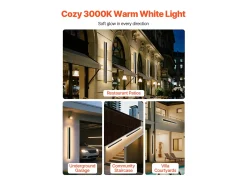 Best Aplique de Pared SucceBuy de Exterior, 10 W, Iluminación Exterior de Pared, Lote de 2, Apliques de Pared Modernos LED, 1 m, Blanco Cálido 3000 K, Estanco IP65 Negro