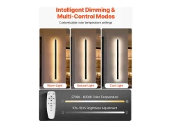 Aplique de Pared SucceBuy Exterior, 18 W, Iluminación Exterior de Pared, Lote de 2, Apliques de Pared Modernos LED 1 m, Ajustable 2700 K-6000 K, Estanco IP65 Negro Discount
