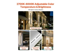 Aplique de Pared SucceBuy Exterior, 18 W, Iluminación Exterior de Pared, Lote de 2, Apliques de Pared Modernos LED 1 m, Ajustable 2700 K-6000 K, Estanco IP65 Negro Discount
