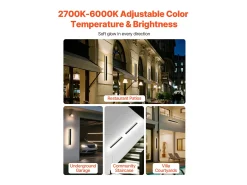 Iluminación Exterior-Aplique de Pared SucceBuy Exterior, 11 W, Iluminación Exterior de Pared, Lote de 2, Apliques de Pared Modernos LED 60 cm, Ajustable 2700 K-6000 K, Estanco IP65 Negro