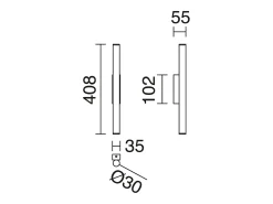 Aplique de pared TANIA estilo moderno - Alt. 40,8 cm - 2x LED SMD 4W - 400lm y 3K- up&down - acero y cobre - IP40 Cobrizo Discount