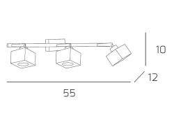 Clearance Aplique de pared Toplight Metropolitan de 3 luces con casquillo G9, estructura cromada y cristal trabajado, diseño moderno 55x10x12cm Plateado