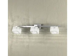 Clearance Aplique de pared Toplight Metropolitan de 3 luces con casquillo G9, estructura cromada y cristal trabajado, diseño moderno 55x10x12cm Plateado